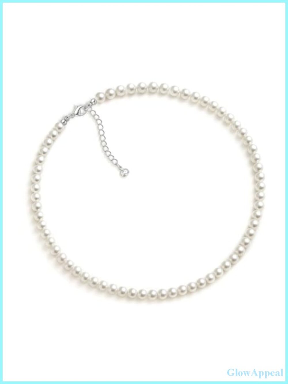 Zeffy Simulated Pearl Strand Necklace 6mm Round Bead Wedding Bridesmaid